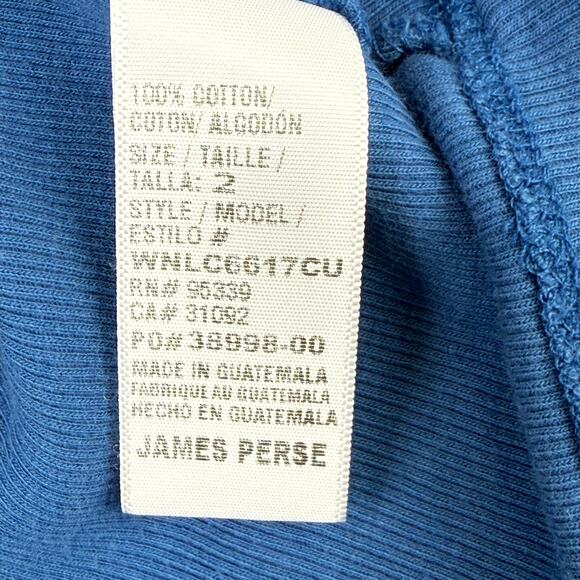 Standard James Perse 100% Cotton Midi Dress Blue Women's 2 Crewneck Fitted - Picture 9 of 11